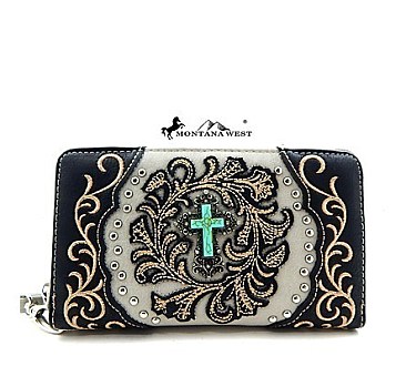 Montana West Turquoise Stone Cross Wallet