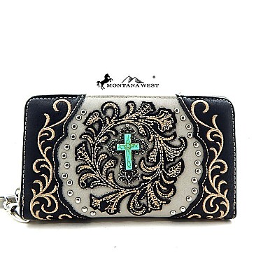 Montana West Turquoise Stone Cross Wallet