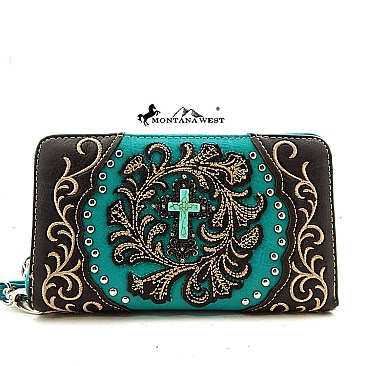 Montana West Turquoise Stone Cross Wallet