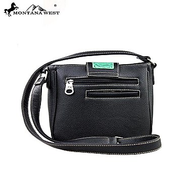 Belt-Buckle Style Floral Tooling Accent Messenger Bag