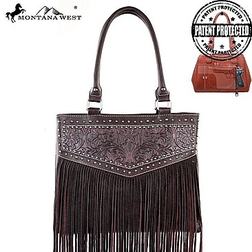 Fringe Western Floral Tooling Fetching Style Tote