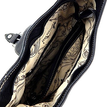 Western Buckle Paisley Pattern Bucket Tote With Wallet