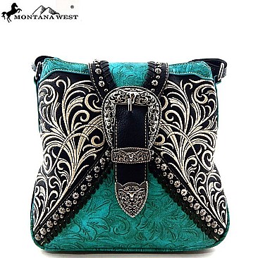 Montana Belt Buckle Paisley Embroidered Cross Body