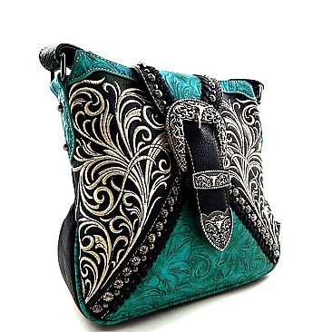 Montana Belt Buckle Paisley Embroidered Cross Body