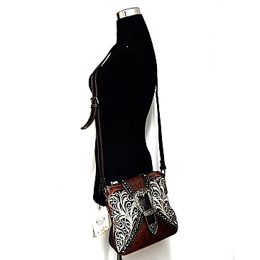 Montana Belt Buckle Paisley Embroidered Cross Body