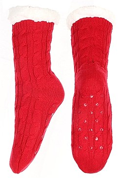 PACK OF 12 TRENDY CROCHET ANTI-SKID WINTER SLIPPER SOCKS