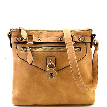 Padlock Accented Belted Messenger