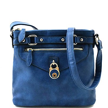 Padlock Accented Belted Messenger