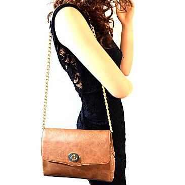 MY3821-LP Turn-Lock Accent Studded Side Shoulder Bag