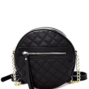 MY6697-LP  Round-shaped Medium Quilted Shoulder Bag