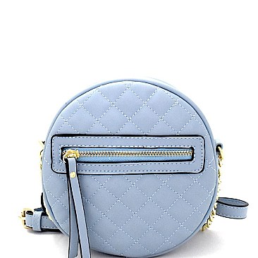 MY6697-LP  Round-shaped Medium Quilted Shoulder Bag