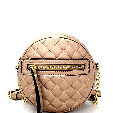 MY6697-LP  Round-shaped Medium Quilted Shoulder Bag