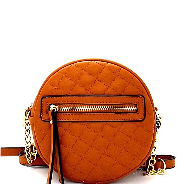 MY6697-LP  Round-shaped Medium Quilted Shoulder Bag