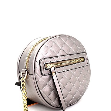 MY6697-LP  Round-shaped Medium Quilted Shoulder Bag