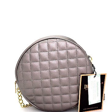 MY6697-LP  Round-shaped Medium Quilted Shoulder Bag