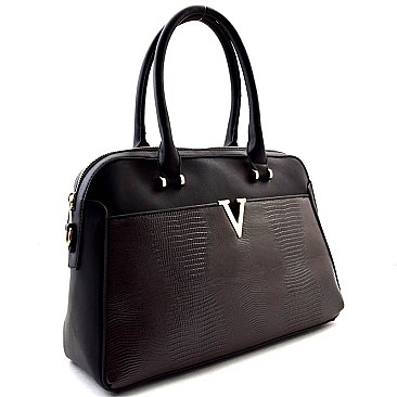 MY8771-LP  V-shape Hardware 2 Tone Satchel