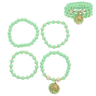 4 Stretch Matte Bracelet with Charm