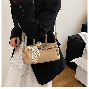 Small Size Bo-Tie Fashion Solid Color Satchel / Cross-Body