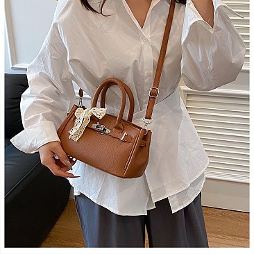 Small Size Bo-Tie Fashion Solid Color Satchel / Cross-Body