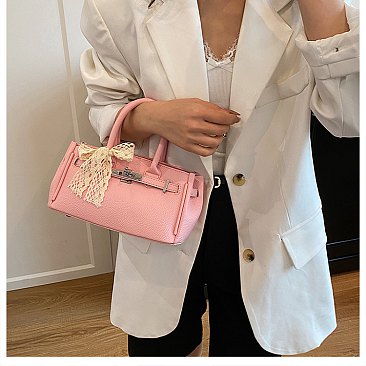 Small Size Bo-Tie Fashion Solid Color Satchel / Cross-Body