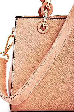 SQUARE SATCHEL WITH LONG STRAP