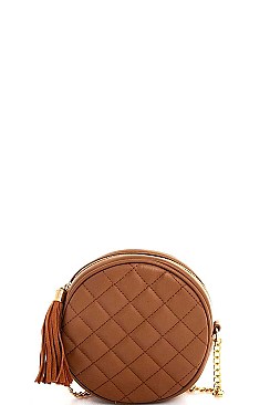 CIRCLE CROSSBODY WITH TASSEL ZIPPER