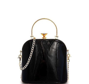 GLOSSY DOME STRUCTURED CROSSBODY BAG