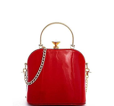 GLOSSY DOME STRUCTURED CROSSBODY BAG