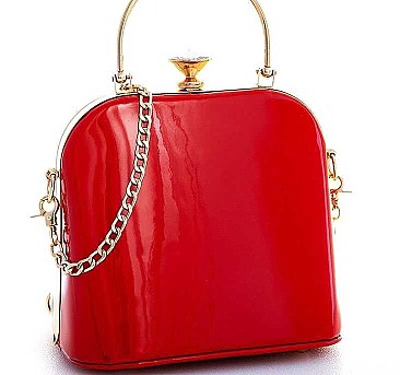 GLOSSY DOME STRUCTURED CROSSBODY BAG