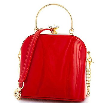 GLOSSY DOME STRUCTURED CROSSBODY BAG