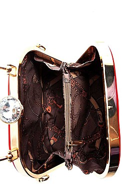 GLOSSY DOME STRUCTURED CROSSBODY BAG