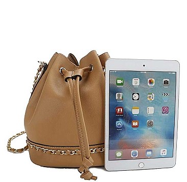 CHIC DRAWSTRING CHAIN CROSSBODY BAG
