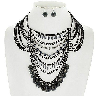 STYLISH MULTI-LAYERED CHAIN FASHION NECKLACE SLN0163