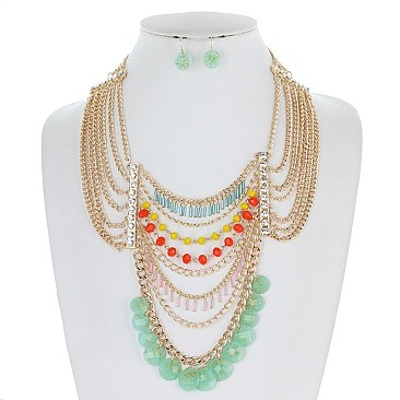 STYLISH MULTI-LAYERED CHAIN FASHION NECKLACE SLN0163