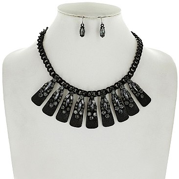 ELEGANT STONE BIB FASHION STATEMENT NECKLACE SLN0165