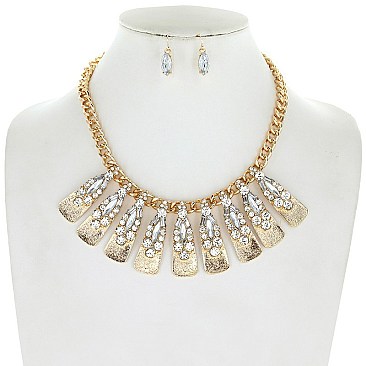ELEGANT STONE BIB FASHION STATEMENT NECKLACE SLN0165