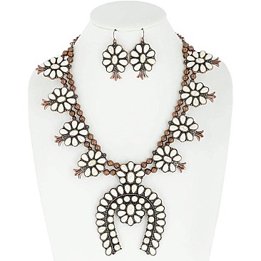 FASHIONABLE STATEMENT SQUASH BLOSSOM NECKLACE SET