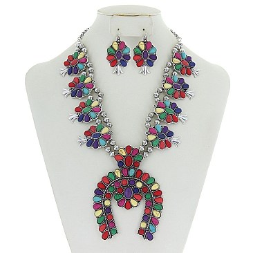 FASHIONABLE STATEMENT SQUASH BLOSSOM NECKLACE SET