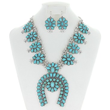 FASHIONABLE STATEMENT SQUASH BLOSSOM NECKLACE SET