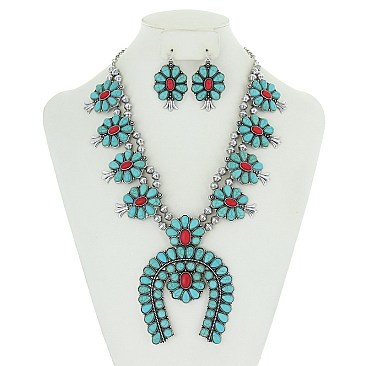 FASHIONABLE STATEMENT SQUASH BLOSSOM NECKLACE SET