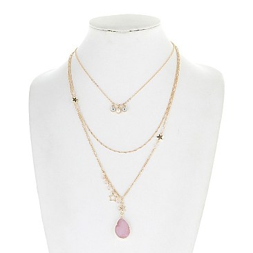 POSH 3-LAYER CHARMED FASHION NECKLACE SLN0338