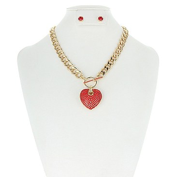 TOOGLE CHAIN NK W/ HEART PENDANT