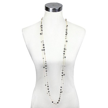 FASHIONABLE LONG NATURAL STONE BEADED NECKLACE SLN0537