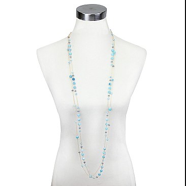 FASHIONABLE LONG NATURAL STONE BEADED NECKLACE SLN0537