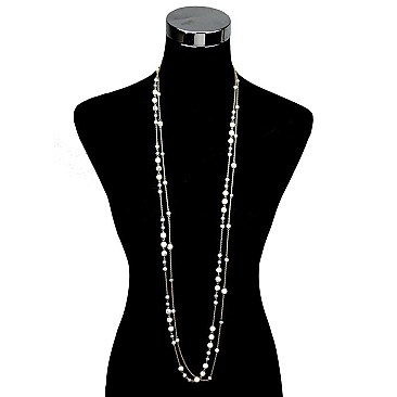 FASHIONABLE LONG NATURAL STONE BEADED NECKLACE SLN0537