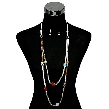 Long  2-LAYER BEADED FASHION NECKLACE SLN0615