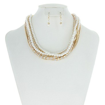 CHIC BEADS  BRAIDED NECKLACE SET SLN0699