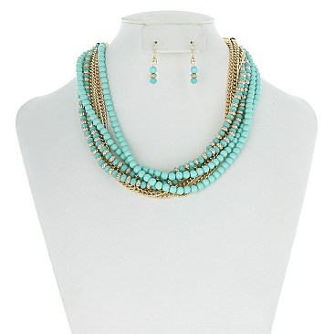 CHIC BEADS  BRAIDED NECKLACE SET SLN0699