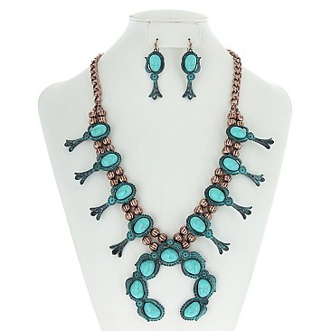 STYLISH GEM BLOSSOM STATEMENT NECKLACE SET  SLN0750