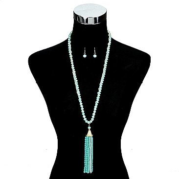 STYLISH LONG BEADED NK SET W/ TASSEL SLN0804